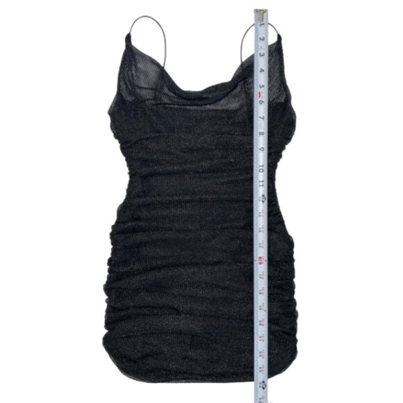Hello Molly Party Fever Black Ruched Mini Dress S Shimmer Night Out - Picture 10 of 10